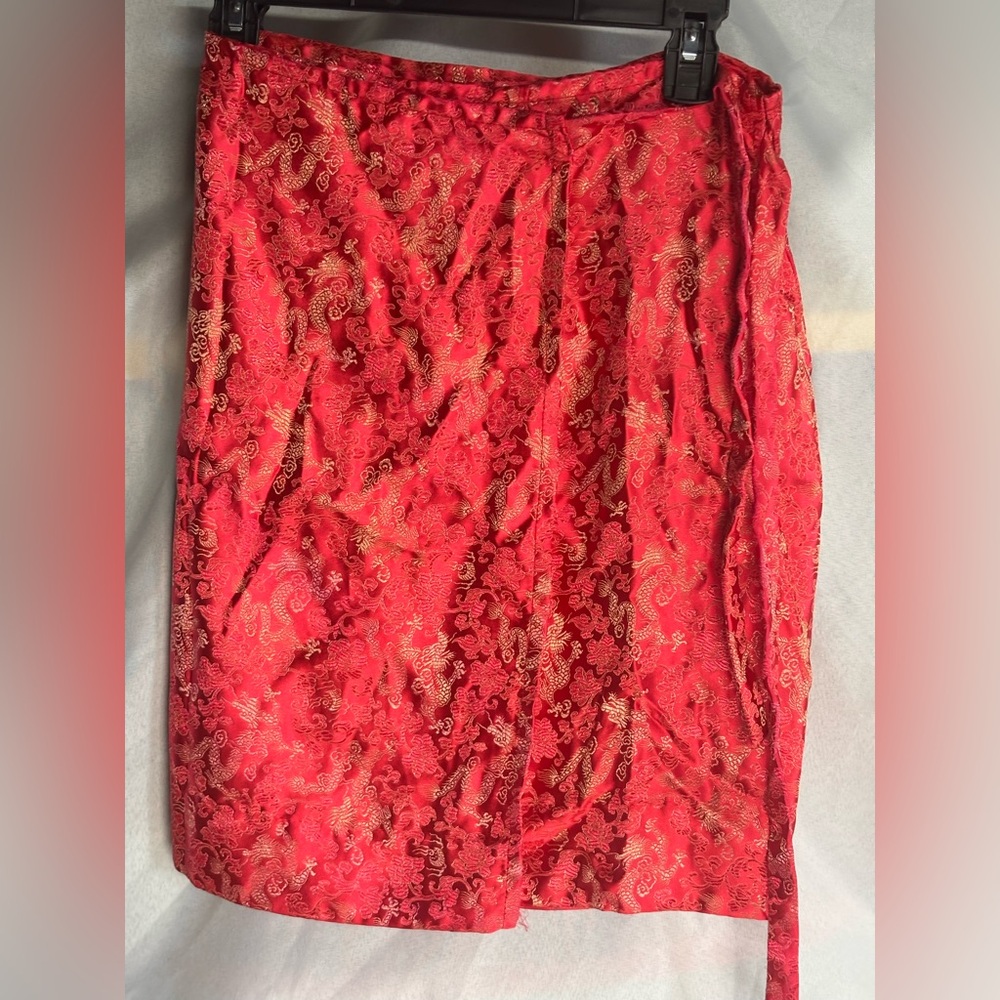 Chic‎ Red Asian inspired Wrap Around  Skirt
